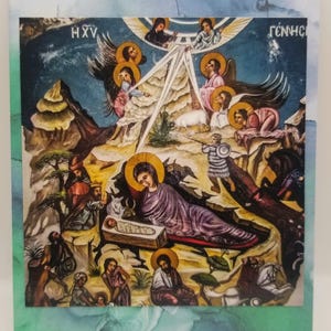 Biglietti d'auguri fatti a mano con scena della Natività, confezione da 3