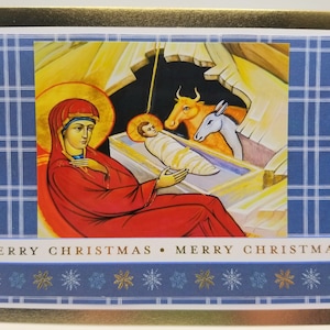 Paquete de 6 tarjetas de Adviento (interior en blanco), con la Natividad de Cristo y la Virgen María Theotokos, de la Iglesia Ortodoxa Oriental.