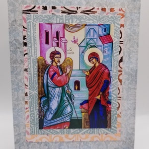 Confezione da 6 biglietti d'auguri vuoti per l'Annunciazione/biglietti d'auguri della Chiesa ortodossa orientale/foto dell'icona ortodossa Vergine Maria Arcangelo Gabriele