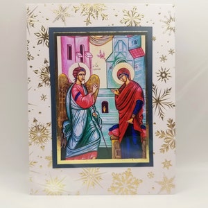 Confezione da 3 biglietti di auguri fatti a mano per l'Annunciazione/biglietti di auguri per la Chiesa ortodossa orientale per qualsiasi occasione/vuoti all'interno