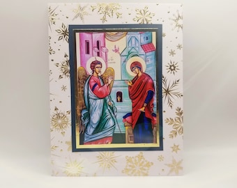 3-Pack Annunciation Handmade Note Cards/Eastern Orthodox Church Greeting Note Cards for any occasion/Blank Inside