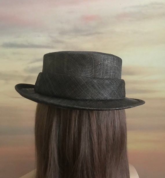 Dark chocolate brown wedding hat with brown feath… - image 5
