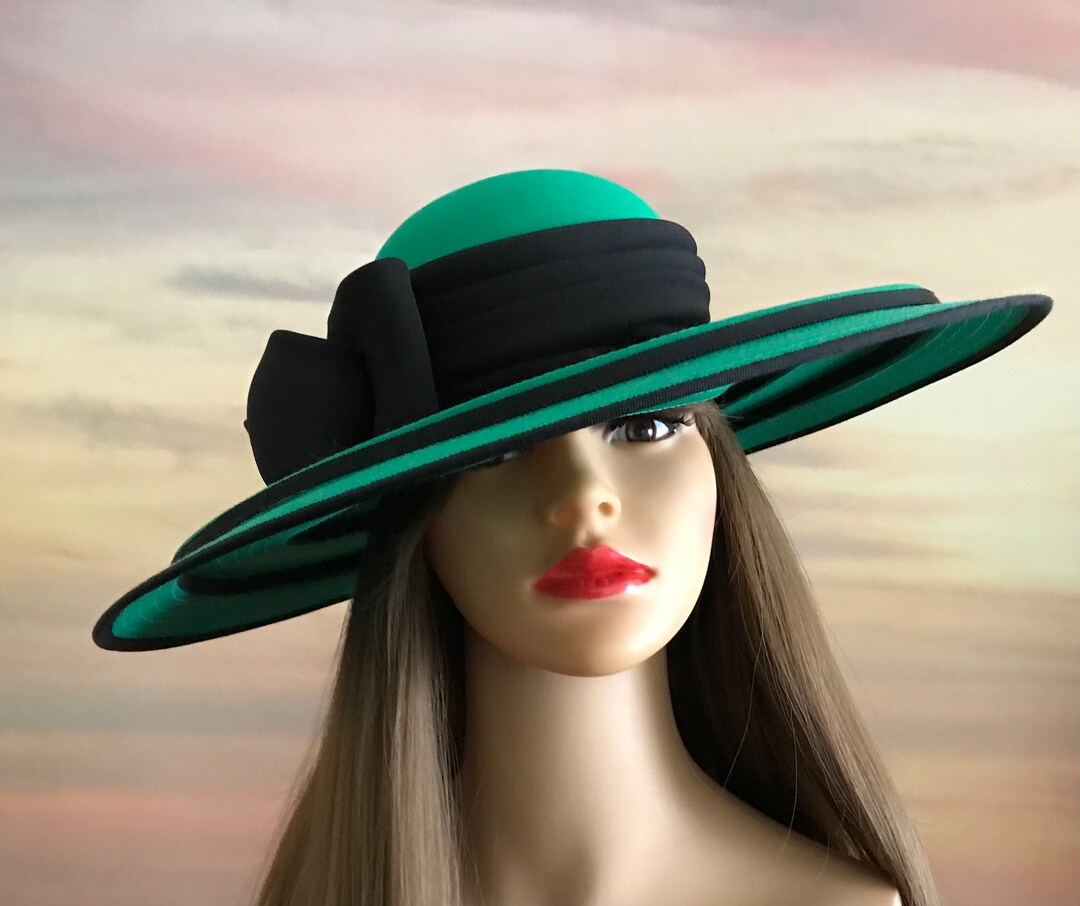 Vintage Bright Green and Black Saucer Shape Occasion Hat With Etsy