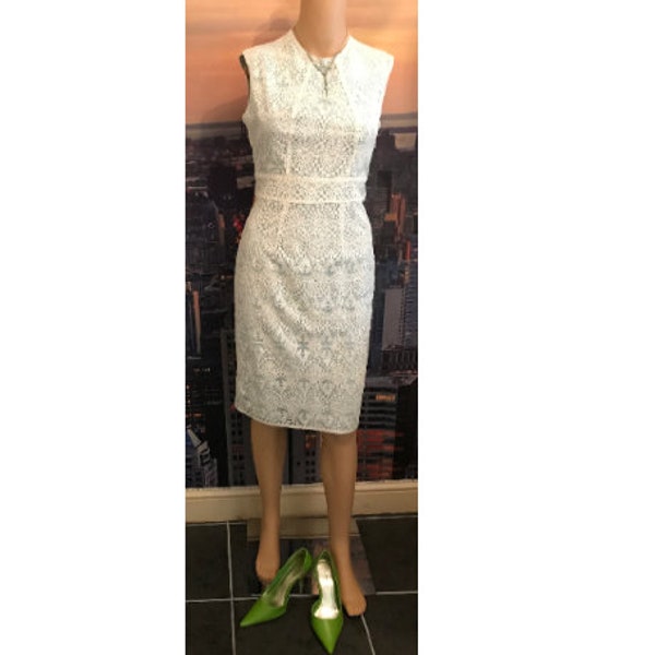 Detailed white and mint green dress with necklace and shoes elegant wedding dress lime green shoes size 5 by Dolcis summer by clove & lace