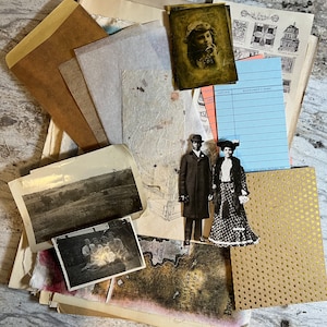30+ pièces vintage papier & 1 tissu carte au trésor