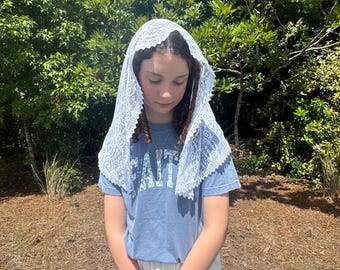 Half Circle Lace Catholic Veil - Headcovering - Chapel Veil - Mantilla - Soft - Elegant - Available in Black