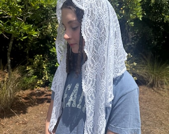 Triangle Lace Catholic Veil - Headcovering - Chapel Veil - Mantilla - Soft - Elegant - Available in Black