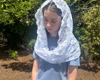 Infinity Lace Catholic Veil - Headcovering - Chapel Veil - Mantilla - Soft - Elegant - Available in Black