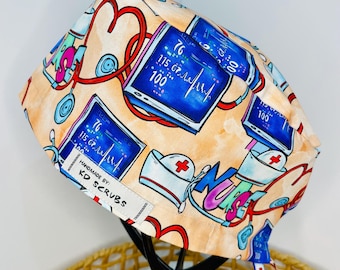 Casquette à imprimé infirmière : chapeau de théâtre à imprimé médical, coton fait main