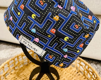 PACMAN scrub Cap, Pacman Scrub Hat Australia, Medical Scrubs, Nursing Caps, Surgical Cap Australia