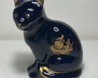 Gatto d'oro Limoges Castel in ceramica vintage