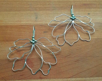 Floral Earrings No. 01 Handmade Hand Made Hand Soldered Sterling Siler Ear Rings Unique MPallasStudio
