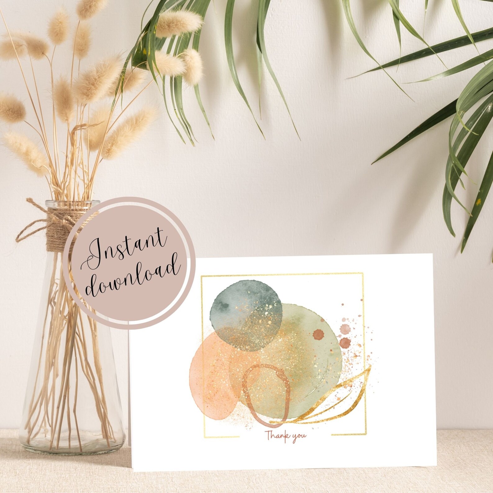 Printable Blank Thank You Card Abstract Modern Tarjeta De - Etsy