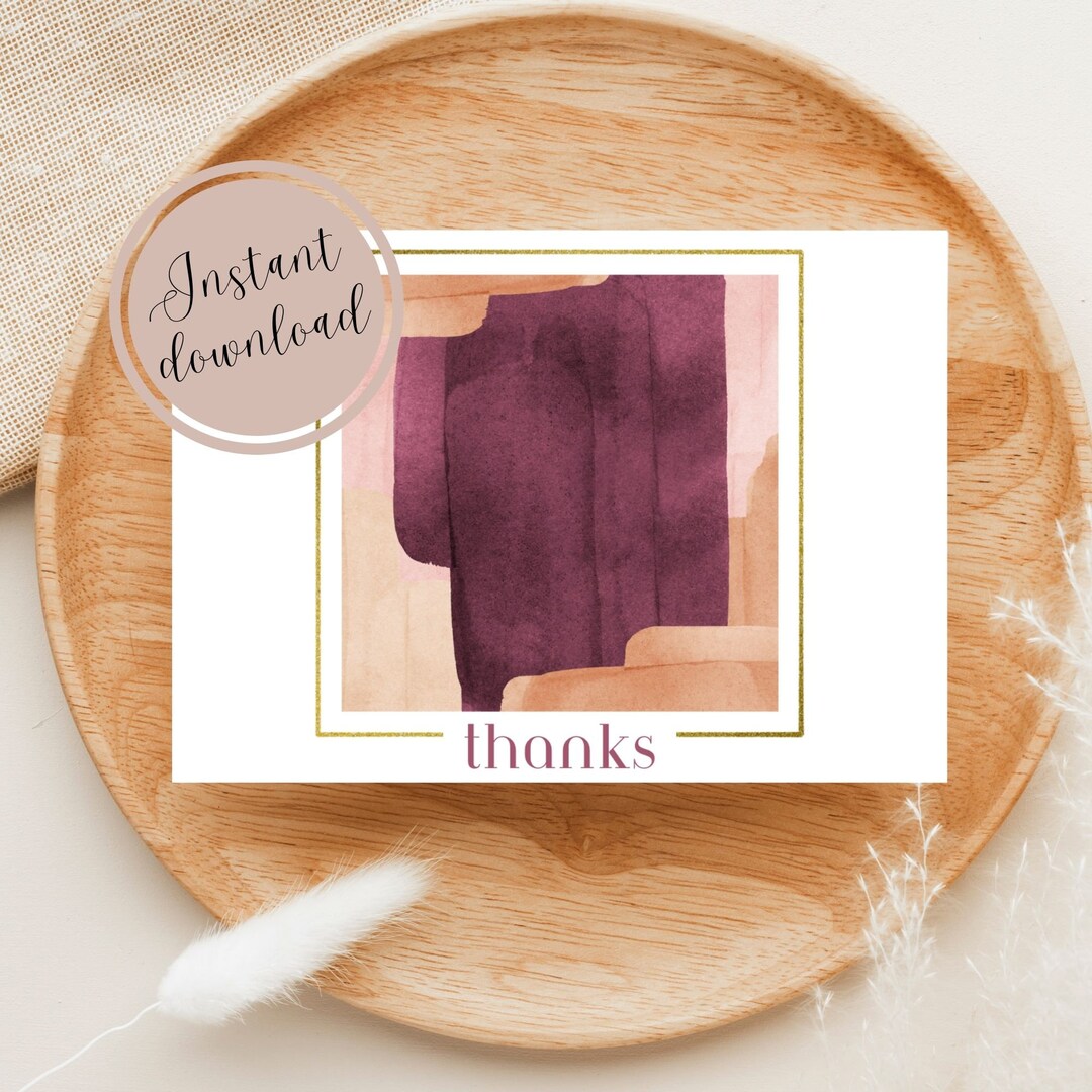 Blank Thank You Greeting Card Abstract Design Instant Digital Download ...