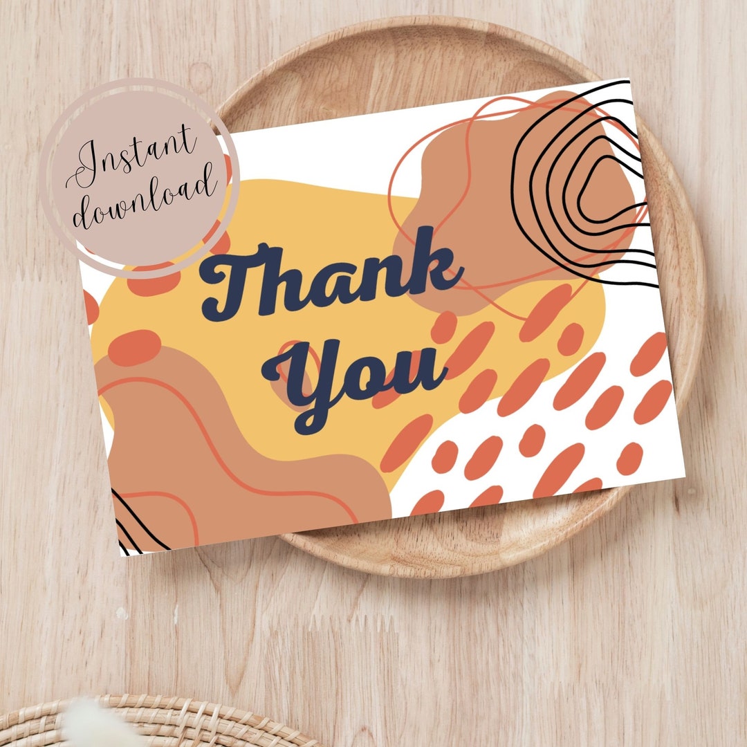 Thank You Blank Greeting Card Instant Digital Download PDF 5x7 Card ...