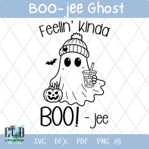 BOO-jee Bougie Ghost Digital Files - Engraving - Cricut - Silhouette - SVG - AI - DxF - pdf - png