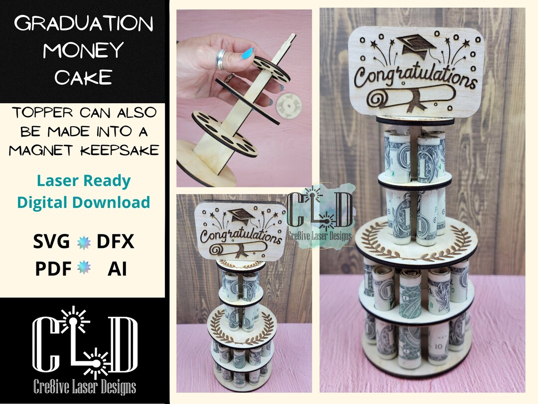 Graduation Cash Money Cake + Keepsake Magnet + Congratulations Graduate ...