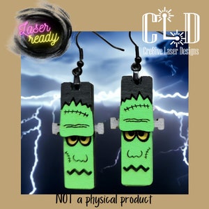 Frankenstein Earrings Laser Cut File: 3D Layered Halloween Design (SVG, DXF, AI, png, pdf- Digital Download)