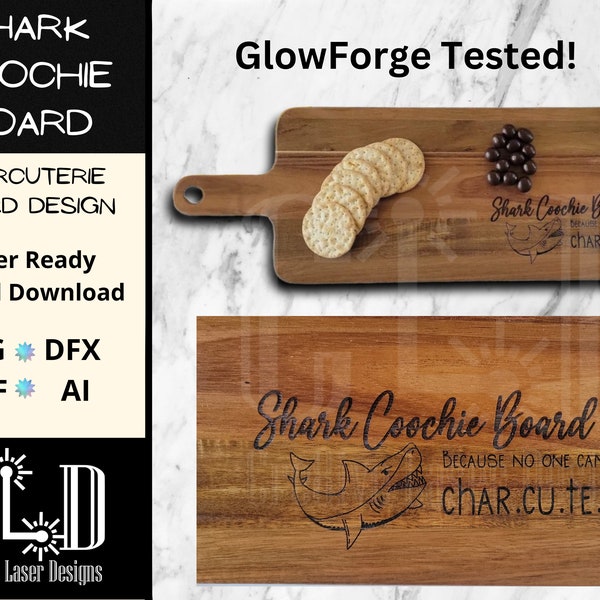 Charcuterie SVG file Shark Coochie Board, funny charcuterie board, perfect for Cricut, Silhouette or GlowForge or other lasers, perfect gift