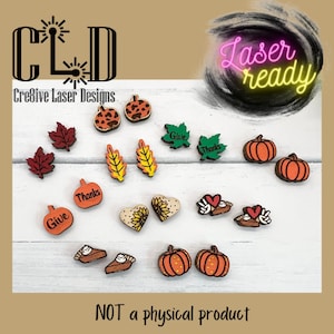 Fall pumpkins and Thanksgiving give thanks cute whimsical stud earrings laser ready file, pie earrings, leaves, peace love pie, sunflowers