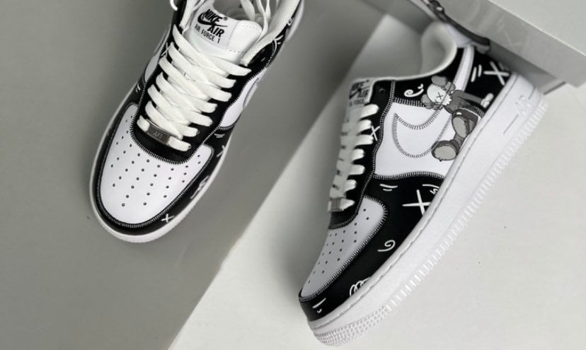 White, Black & Grey AF1/Air Force 1 Low (P2) - Dripside Customs UK –  Uniquefit Customs