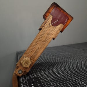 Wide jaw TALL Lacing and Stitching Pony - dark stained- stitching clamp for leatherwork - Leather clamp - leatherwork tools
