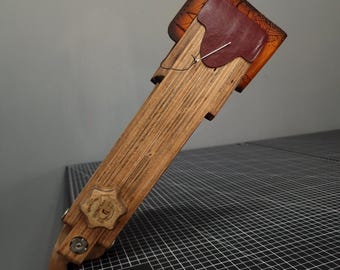 Wide jaw TALL Lacing and Stitching Pony - dark stained- stitching clamp for leatherwork - Leather clamp - leatherwork tools