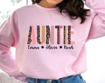 Personalized Auntie PNG with Niece Names, Custom Aunt Gift (Digital Download)