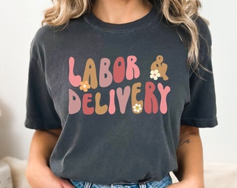 Groovy Labor and Delivery Nurse PNG, Sublimation Design (Digital Download)