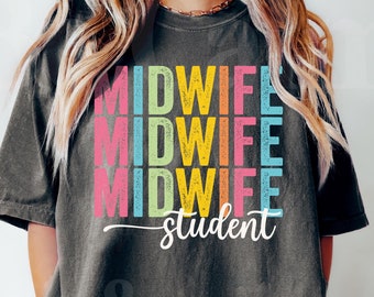 Midwife Student PNG, Colorful Text Design (Digital Download)