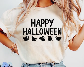 Happy Halloween Ghost PNG, Shirt Design (Digital Download)