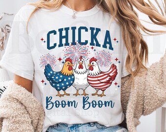 Patriotic Chicken PNG: Chicka Boom Boom, USA Flag (Digital Download)