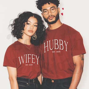 Wifey Hubby Est Matching Couple PNG Design (Digital Download)