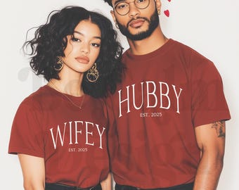 Wifey Hubby Est Matching Couple PNG Design (Digital Download)