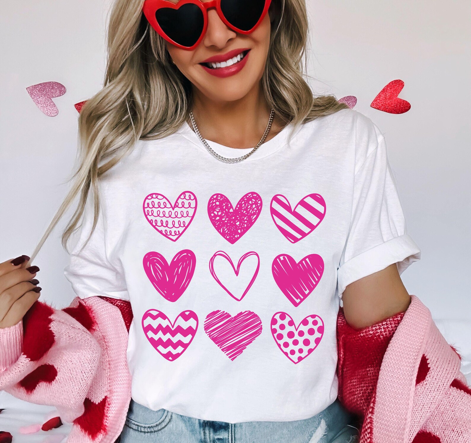Pink Hearts Valentine's Shirt PNG, Sublimation Design - Etsy
