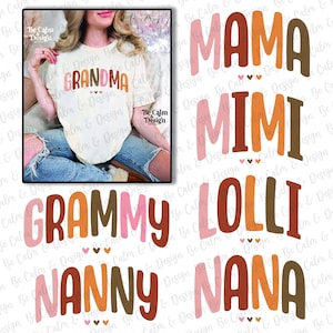 Retro Oma Png, Muttertags-Bundle Png, Mama Herz Png, Oma Png, Mutterleben, Muttertagsgeschenk für Sublimation, Mimi Geschenk