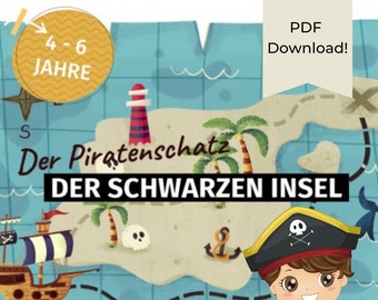 Piraten Schatzsuche für Kinder, Schnitzeljagd Vorlage als PDF, Ideal für den Kindergeburtstag, Aufgaben, Rätsel und Fragen zum Ausdrucken