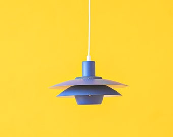 Lampe à Suspension JEKA « Viola » Bleu Indigo, Design Danois, Danemark, 1970s