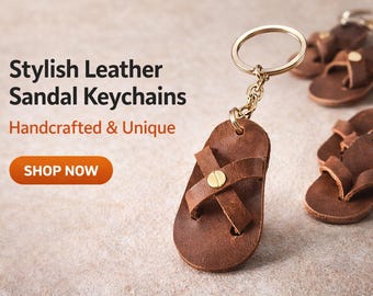 Handmade Leather Sandal Keychain | Flip Flop Key Ring