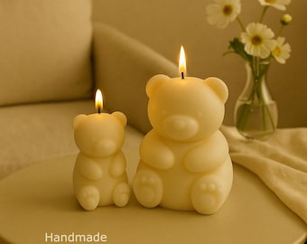 Sojawachs Teddybär Kerze | Süße Dekorative Kerze Ästhetische Bärenkerze für Kinderzimmer oder Babyparty | Handarbeit Selbstgemacht Co.