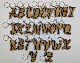 Handmade Alphabet Keychains Laser Cut and Engraved A-Z