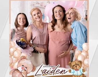 Teddy Bear Baby Shower theme 360 Photo Booth Overlays Photobooth Filter Template  Overlay for Touchpix, Dzentech, etc