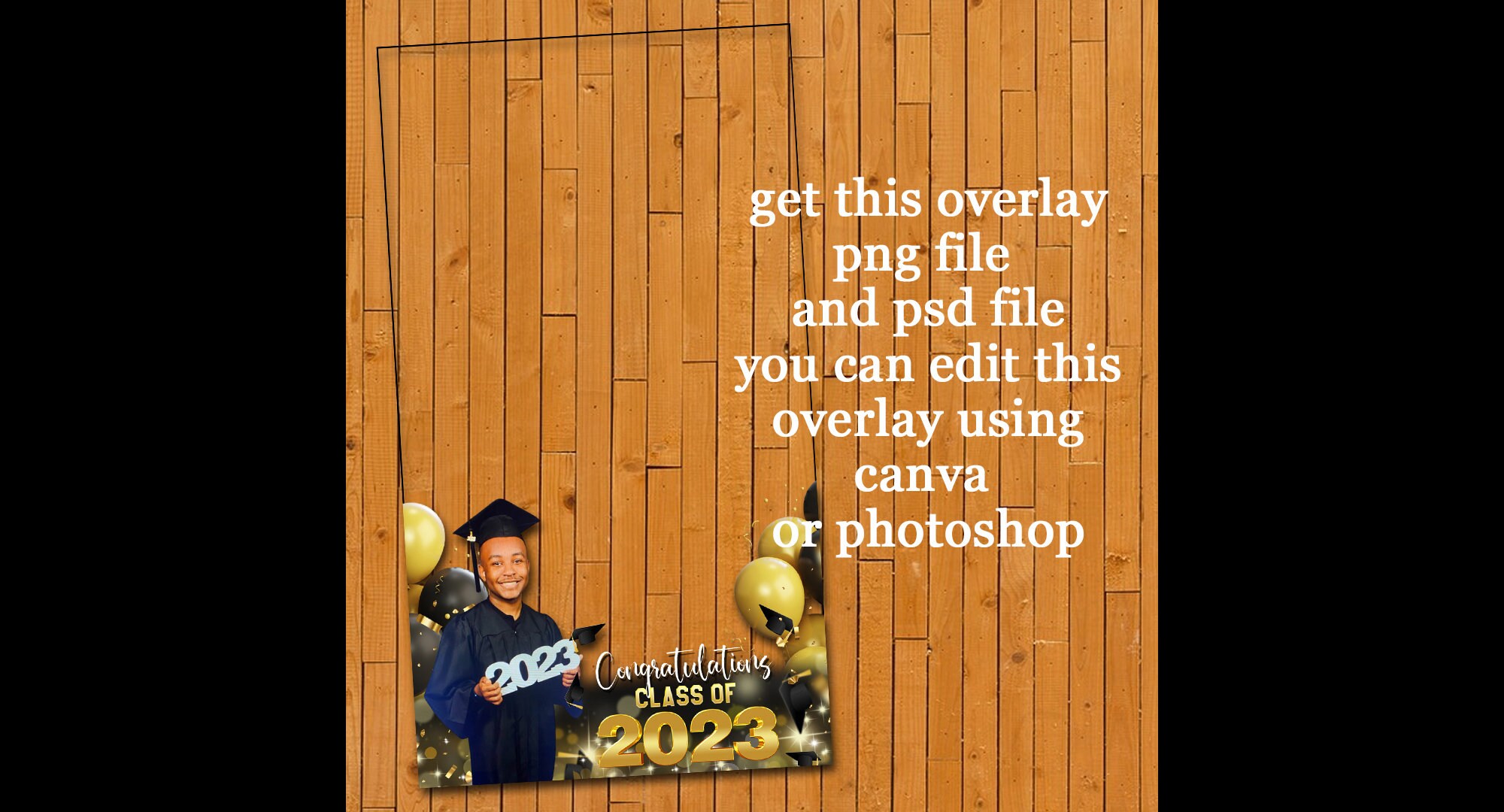 black and gold graduation 360 overlay  1072x1920 Photobooth Filter Template | Overlay for Touchpix, Dzentech, etc