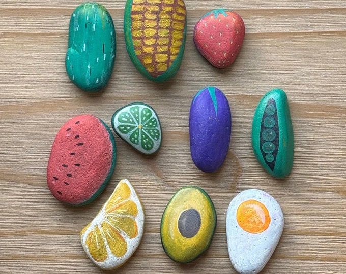 Vegitable Food Painted Rocks Outdoor Play/mud Kitchen - Etsy
