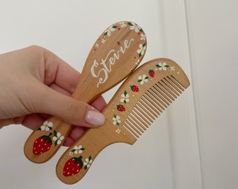 Baby Hairbrush + Comb, Hand-Painted