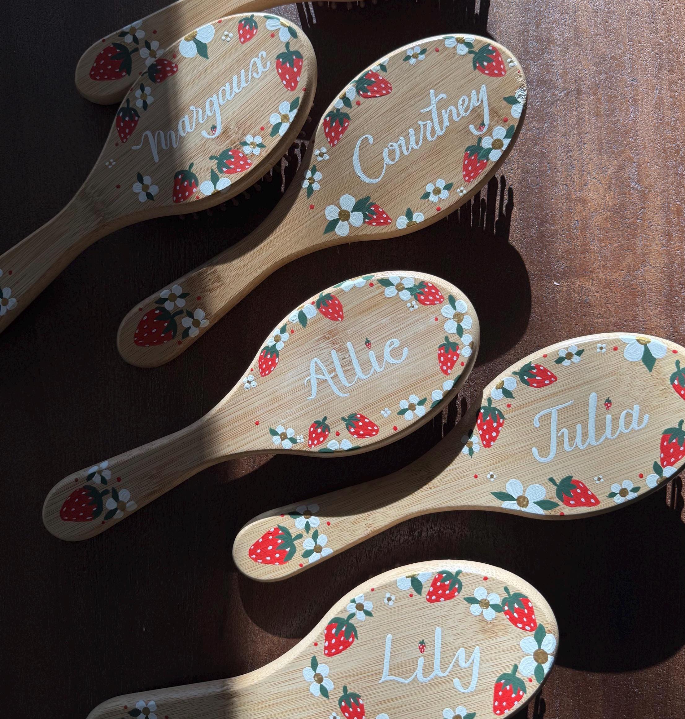 Hand-painted Wooden Hairbrush – Personalized Bridesmaid Gift