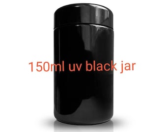 10/20 uv black 150ml/7/14g glass jar with lid.