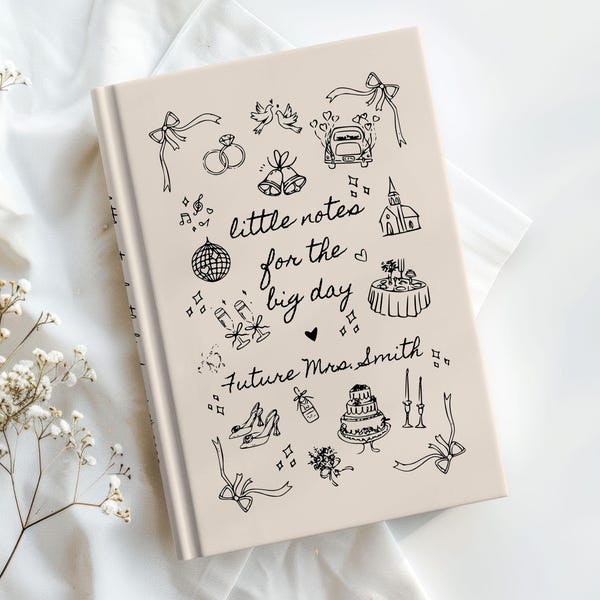 Personalized Wedding Planning Journal Matte Hardcover Engagement Gift for Her, Custom Name Bride to Be Bridal Shower Gift, Future Mrs