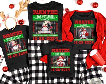 Family Christmas Pajamas, Matching Holiday Pajamas for Family, Family Christmas Shirts, Reindeer North Pole Correctional, Family Xmas Gnome