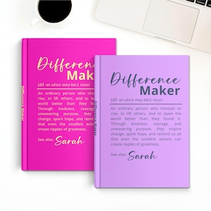 Personalized Difference Maker Journal, Coworker Birthday Gift, Difference Maker Definition Gift, Mentor Appreciation Gift, Leader Gift